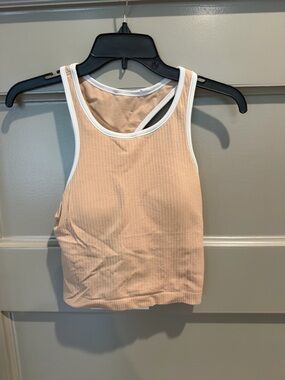 Lululemon ebb to street cropped tank - tan